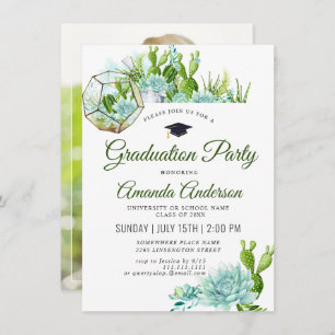 Invitation Aquarelle Cactus Eucalyptus