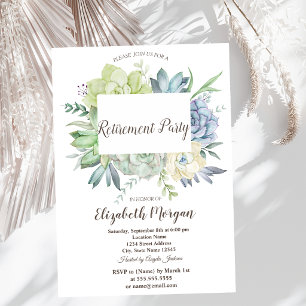 Invitation Aquarelle Cactus Succulentes Points Retraite
