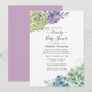 Invitation Aquarelle Cactus Succulents Drive Par Douche