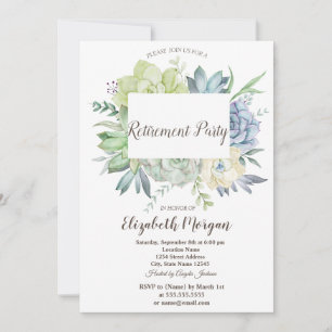 Invitation Aquarelle Cactus Succulents Points Retrait
