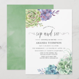 Invitation Aquarelle Cactus Succulents Sip and See