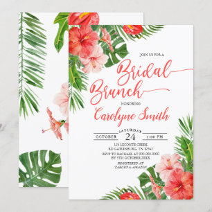 Invitation Aquarelle Cadre floral Tropical Bridal Brunch