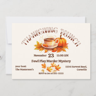 Invitation Aquarelle Café Thanksgiving Brunch