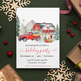 Invitation Aquarelle Camion Camion Rustique Noël