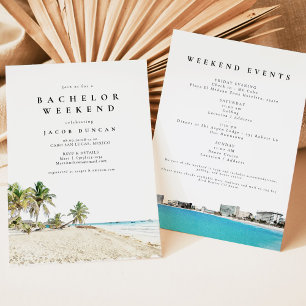 Invitation Aquarelle Cancun Mexique Plage Tropicale Enterreme