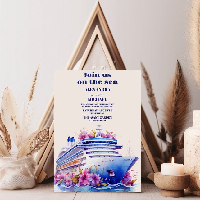 Invitation Aquarelle Caraibes bord de mer mariage pittoresque (Créateur téléchargé)