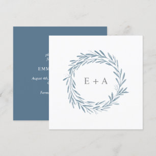 Invitation Aquarelle Carré de monogramme de couronne Enregist
