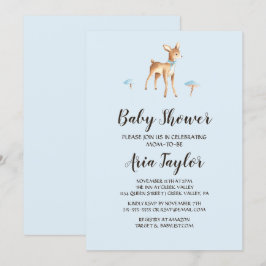 Invitation Aquarelle Cerf de garçon avec Baby shower de champ