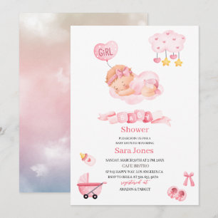 Invitation Aquarelle c'est fille Boho Nursery Baby shower In