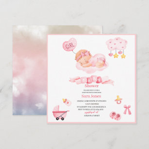 Invitation Aquarelle c'est fille Boho Nursery Baby shower In