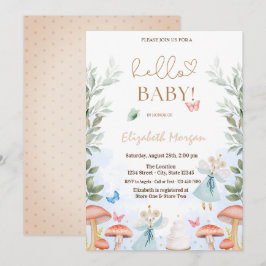 Invitation Aquarelle Champignons Papillons Baby shower points