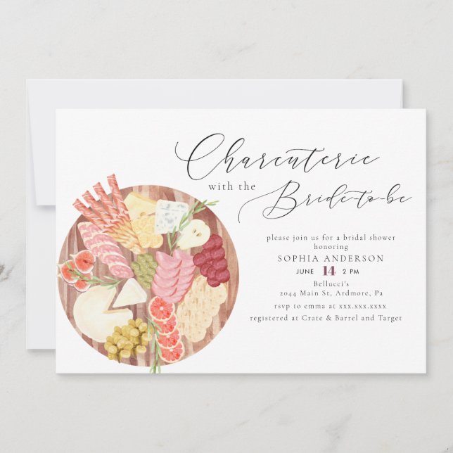 Invitation Aquarelle Charcuterie Fête des mariées du Conseil  (Devant)