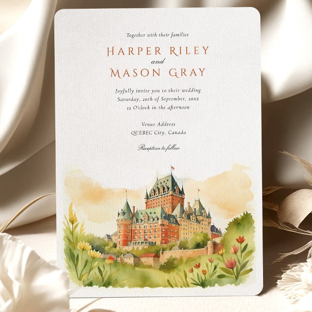 Invitation Aquarelle Château Frontenac Québec Mariage (Créateur téléchargé)
