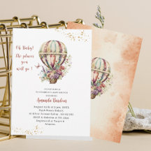 Aquarelle Chaud Air Ballon Fleur de rouille baby s