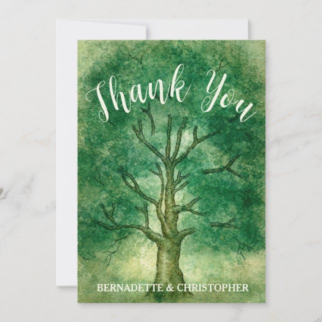 Invitation Aquarelle Chêne Arbre Rétro Russe Mariage Bois (Devant)
