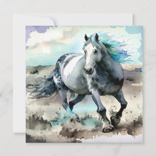 Invitation Aquarelle Cheval de Trait Galopant 