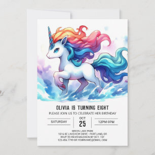 Invitation Aquarelle Cheval modifiable Anniversaire