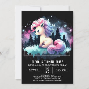 Invitation Aquarelle Cheval Simple Anniversaire