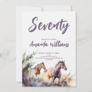 Invitation Aquarelle Chevaux Purple Sage Seveneth Anniversair