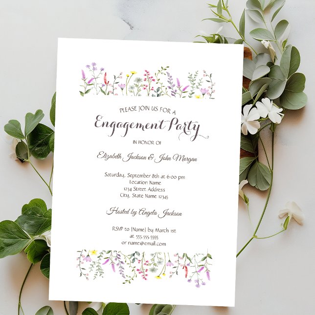 Invitation Aquarelle Chic Fleur Sauvage (Créateur téléchargé)