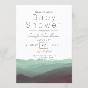 Invitation Aquarelle Chic Mountain   Baby shower Pastel