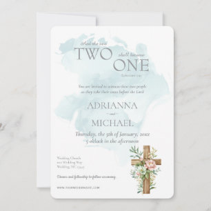 Invitation Aquarelle chrétienne Deux en Un