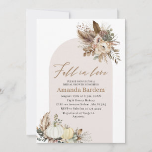 Invitation Aquarelle Chute d'amour Fleur beige Citrouille bri