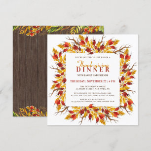 Invitation Aquarelle Chute Florale Thanksgiving Dîner