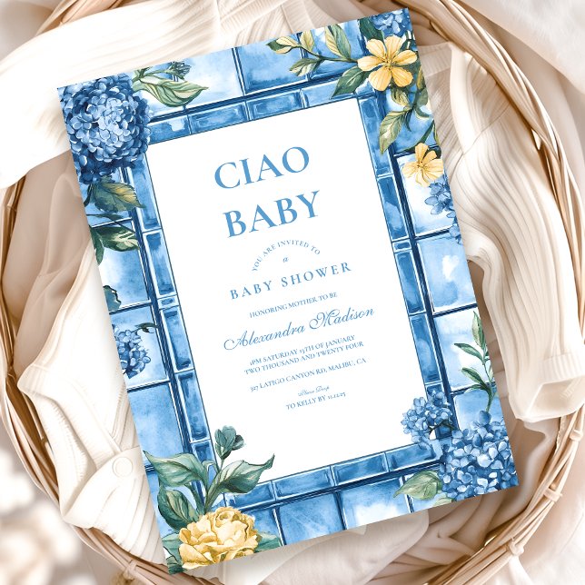 Invitation Aquarelle Ciao, Bébé Baby shower italien (Créateur téléchargé)