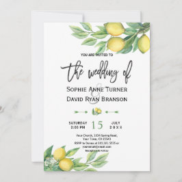 Invitation Aquarelle Citron Tropical Mariage