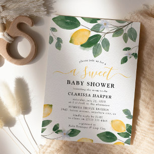 Invitation Aquarelle Citron & Verdure Douce Baby Shower
