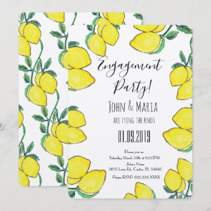 Invitation Aquarelle Citron Vine Partie d'engagement à la fro