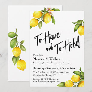Invitation Aquarelle Citrons À Avoir et À Tenir Typographie