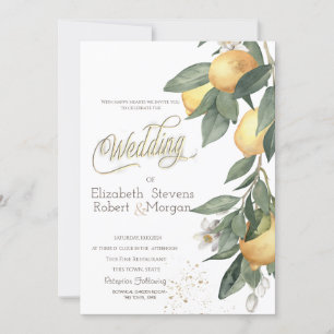 Invitation Aquarelle Citrons Carreaux Verts Mariage