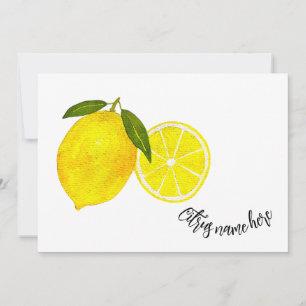 Invitation Aquarelle Citrons jaunes