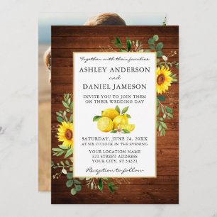 Invitation Aquarelle Citrons Photo Mariage de tournesols en b