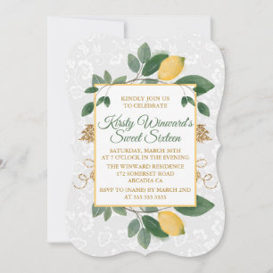Invitation Aquarelle Citrons Siciliens Sweet Sixteen