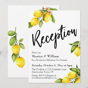 Invitation Aquarelle Citrons Typographie de réception
