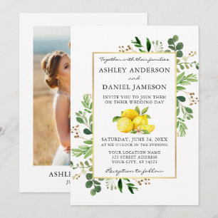 Invitation Aquarelle Citrons Vert Mariage photo