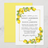 Aquarelle Citrons Vert Or Jaune Mariage