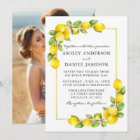 Aquarelle Citrons Vert Photo Mariage or