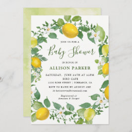 Invitation Aquarelle Citrus Citron Baby shower à thème