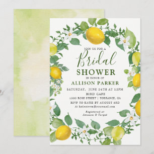 Invitation Aquarelle Citrus Citron Fête des mariées de couron