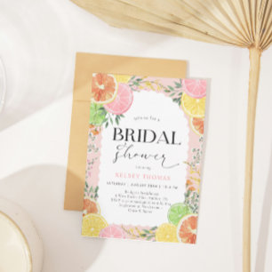 Invitation Aquarelle Citrus Fête des mariées rose