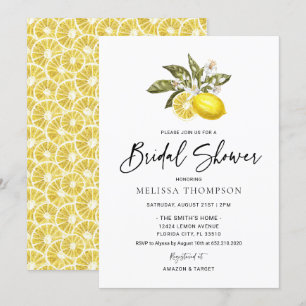 Invitation Aquarelle Citrus Lemon Fête des mariées