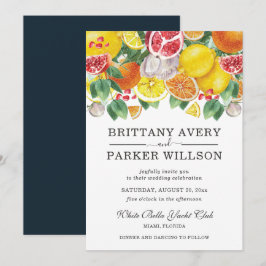 Invitation Aquarelle Citrus Mariage botanique