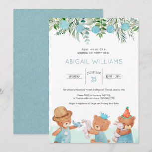 Invitation Aquarelle classique Baby shower Ours en Teddy