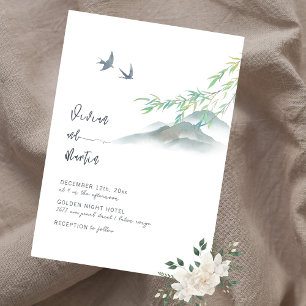 Invitation Aquarelle classique Paisible Montagne verte
