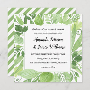 Invitation Aquarelle classique vert pâle Mariage