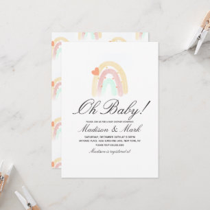 Invitation Aquarelle Coeur Rainbow Stroke Baby shower